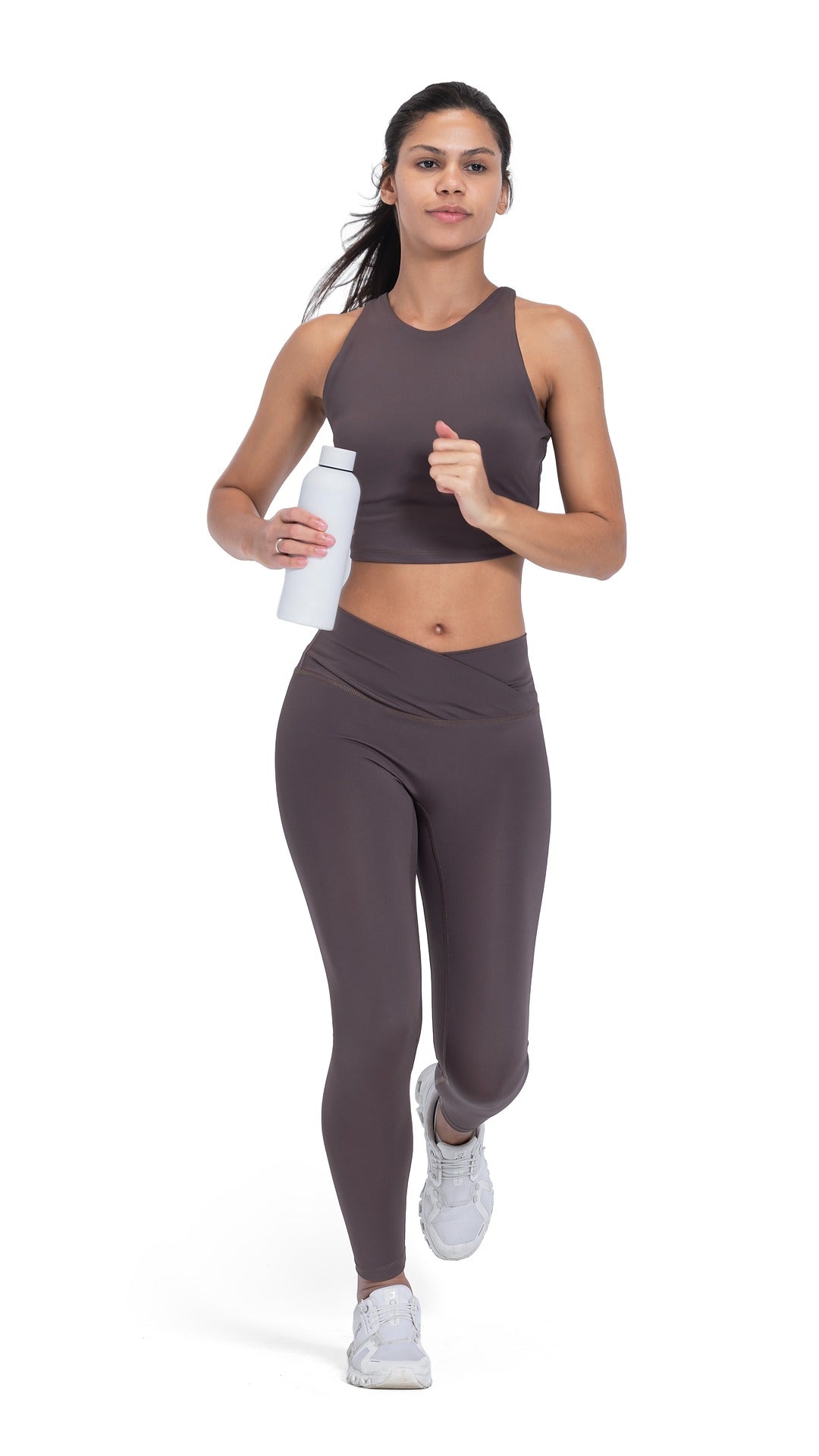 Brown cross line legging