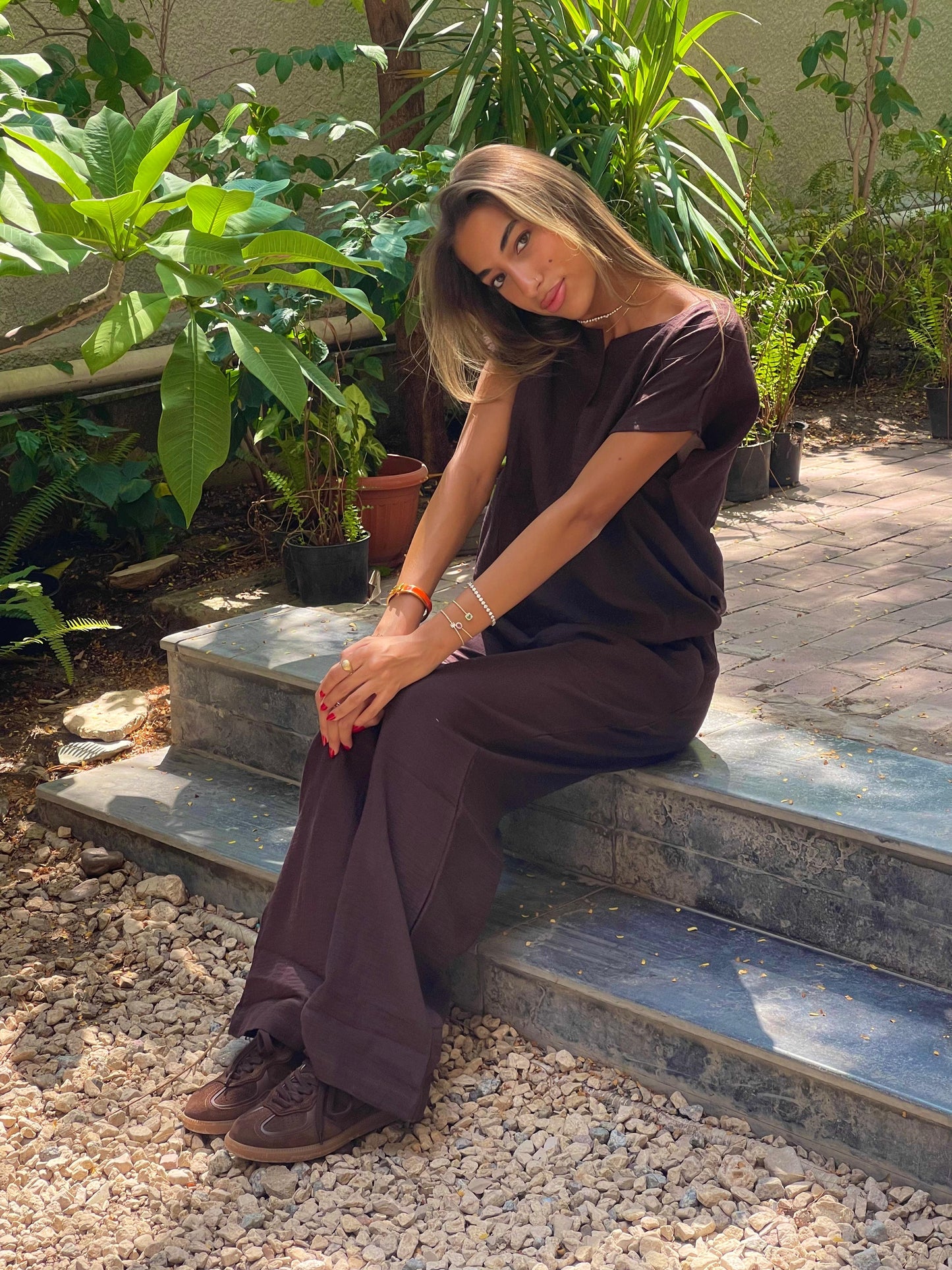 brown linen set