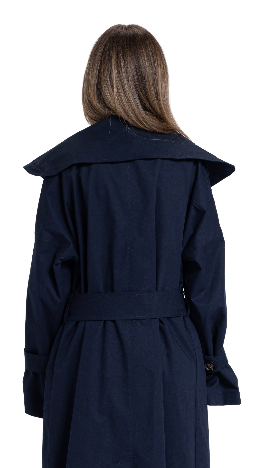 High-Collar Coat in Navy