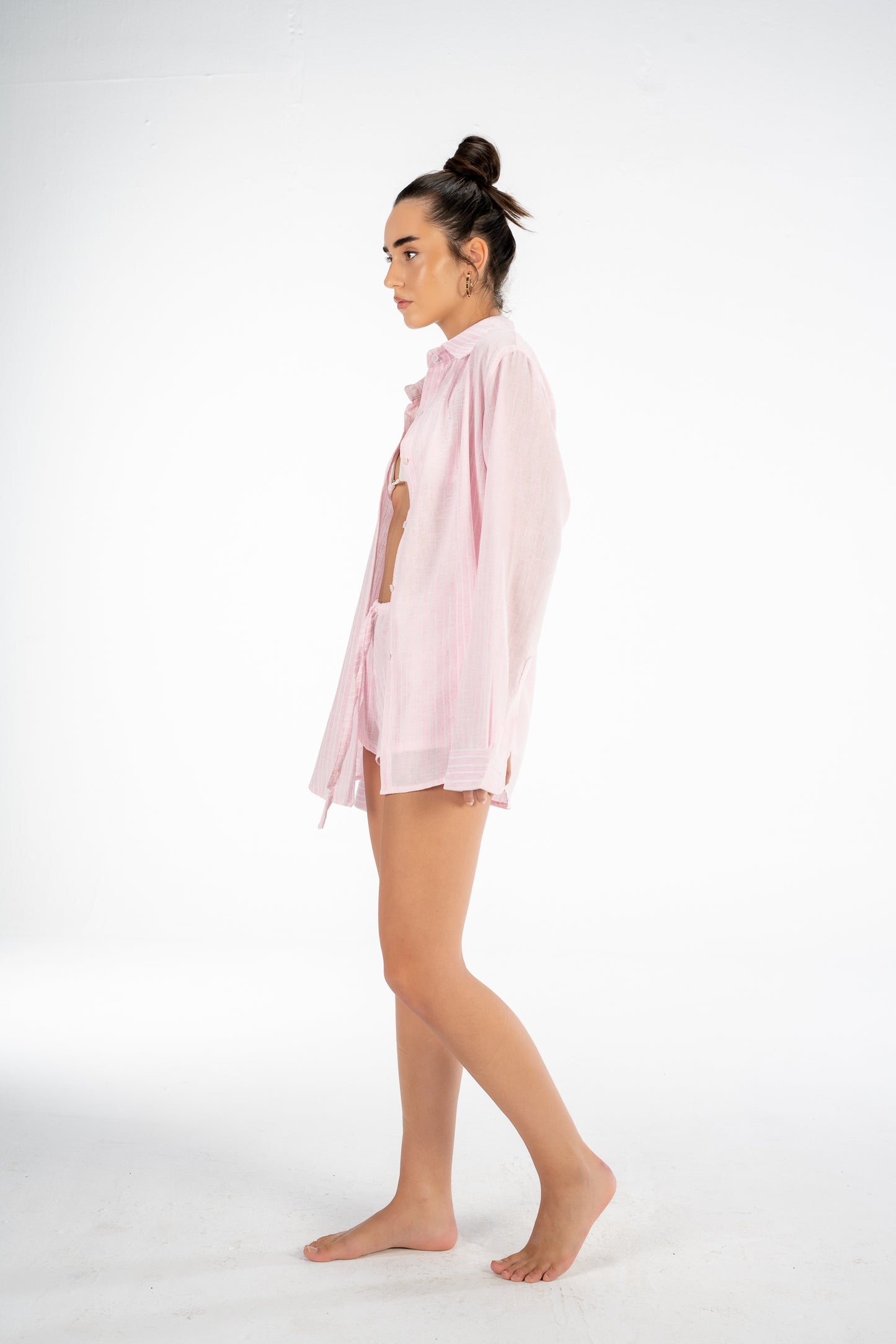 Pink Striped Linen Set