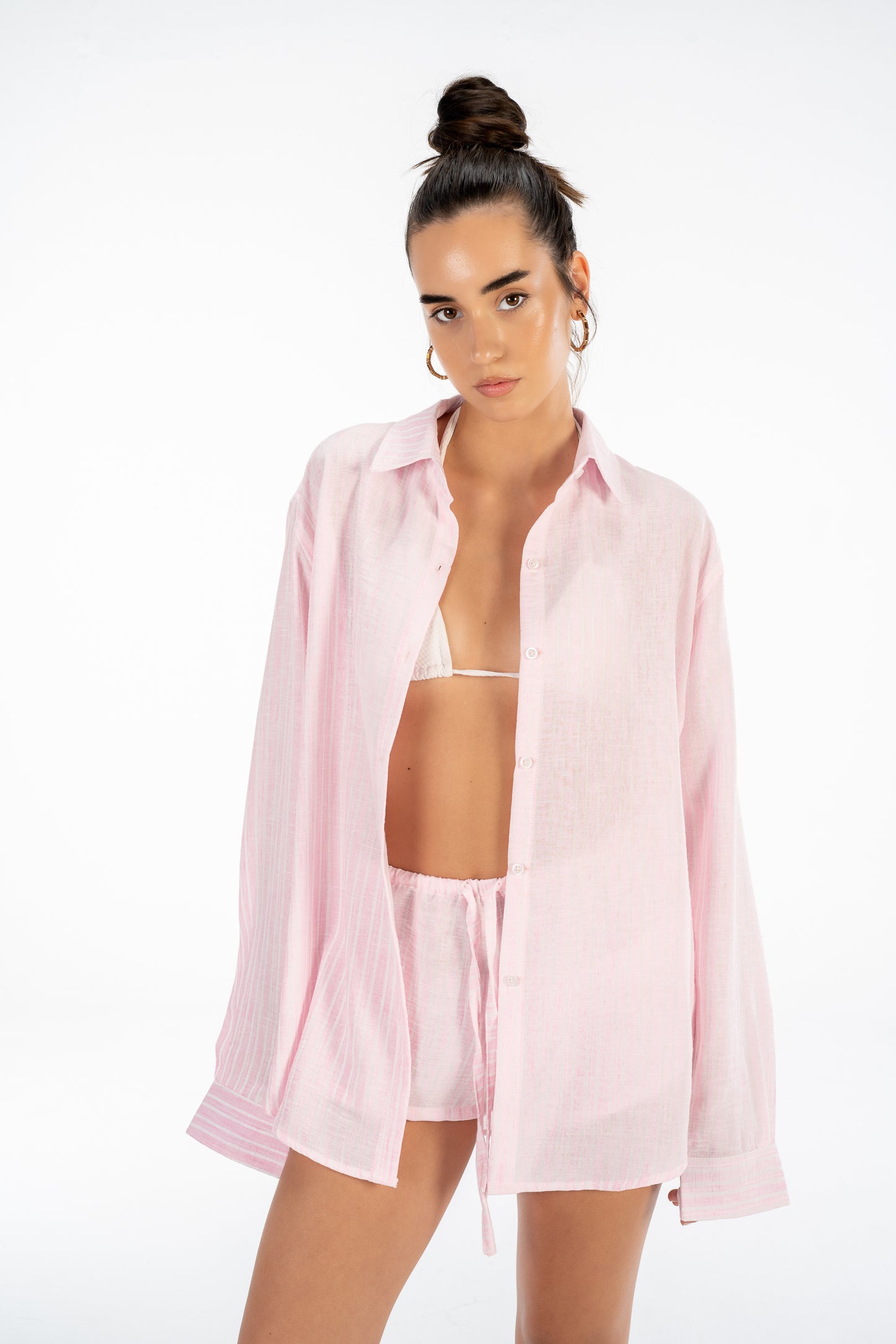 Pink Striped Linen Set