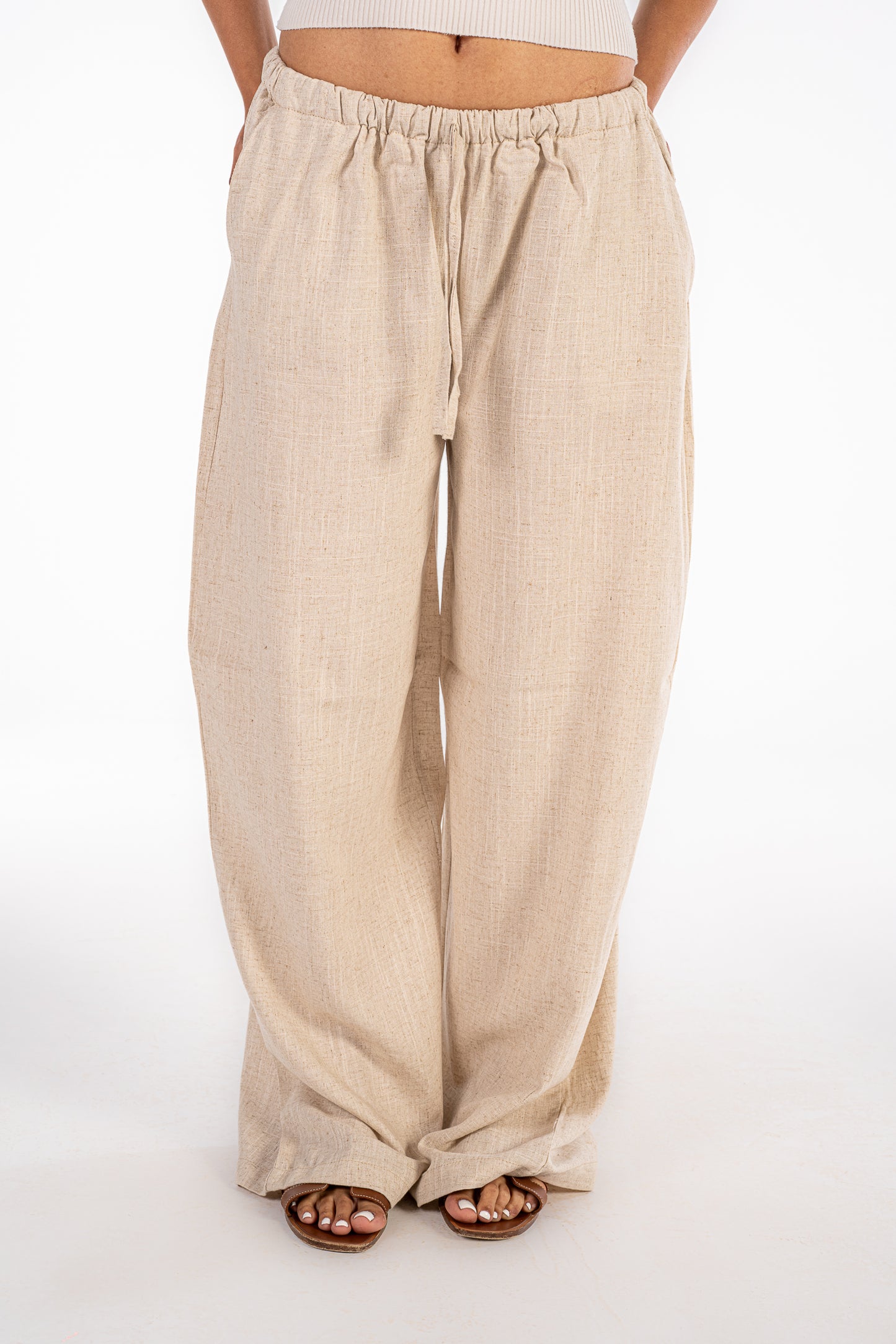 beige linen pants