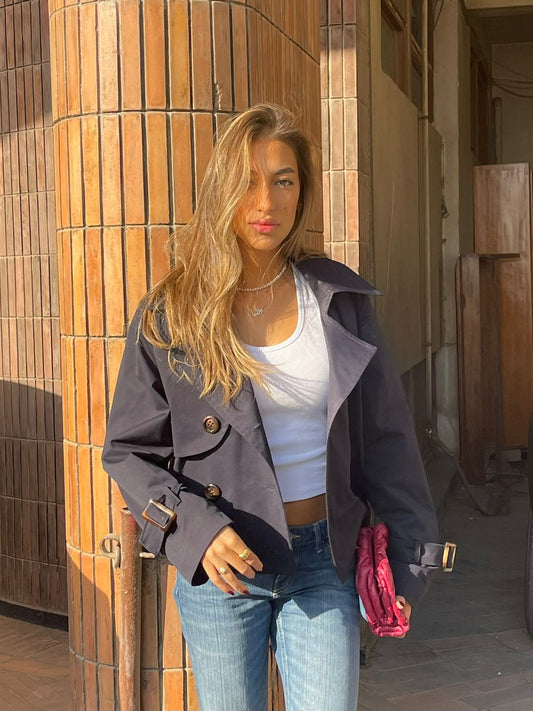 Navy Cropped Coat