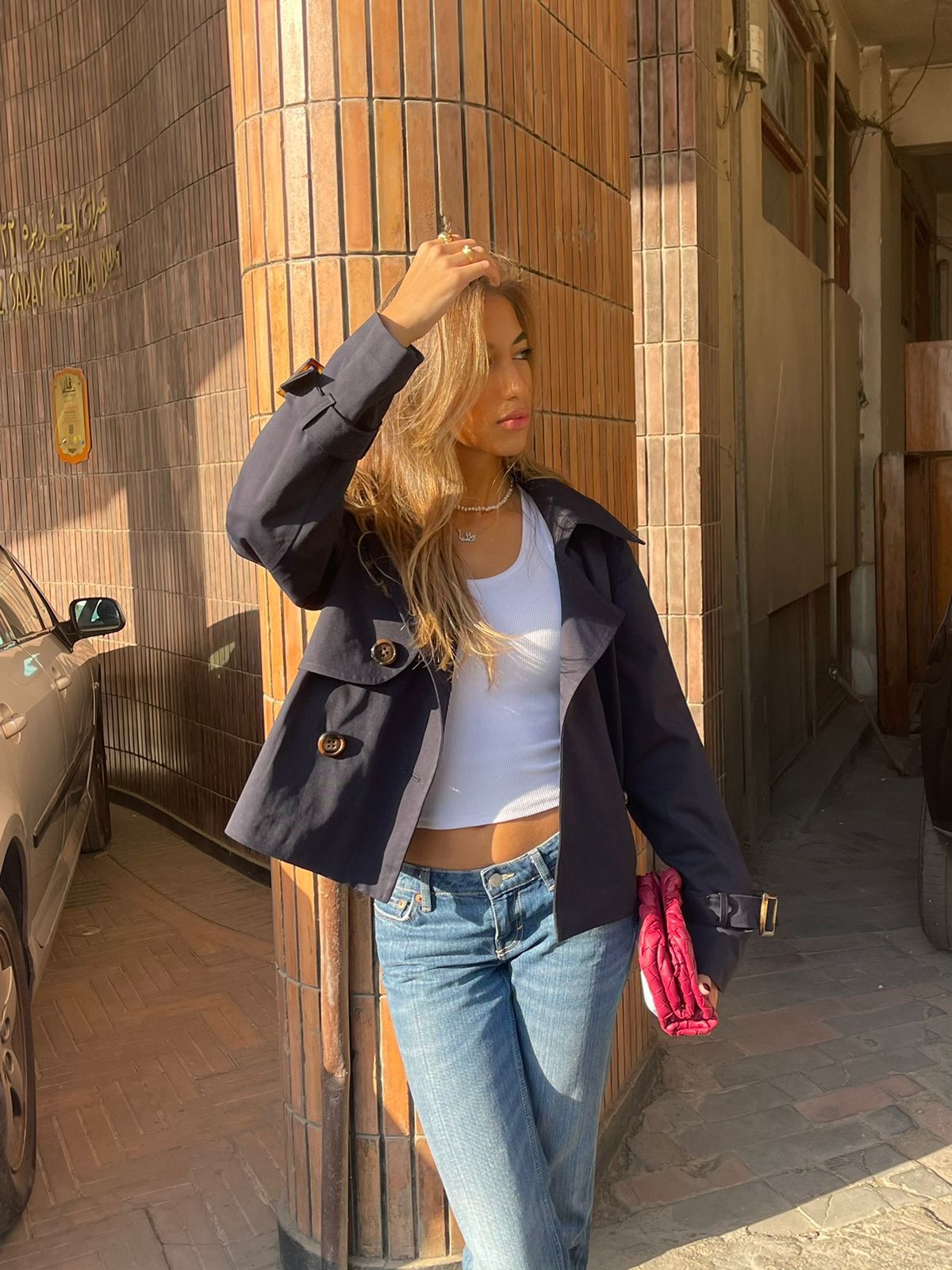Navy Cropped Coat