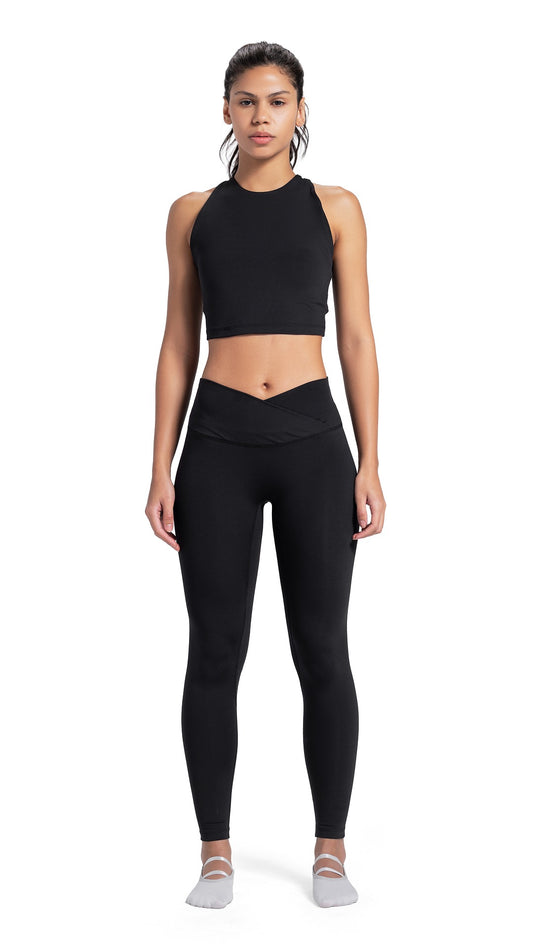 Black cross line legging
