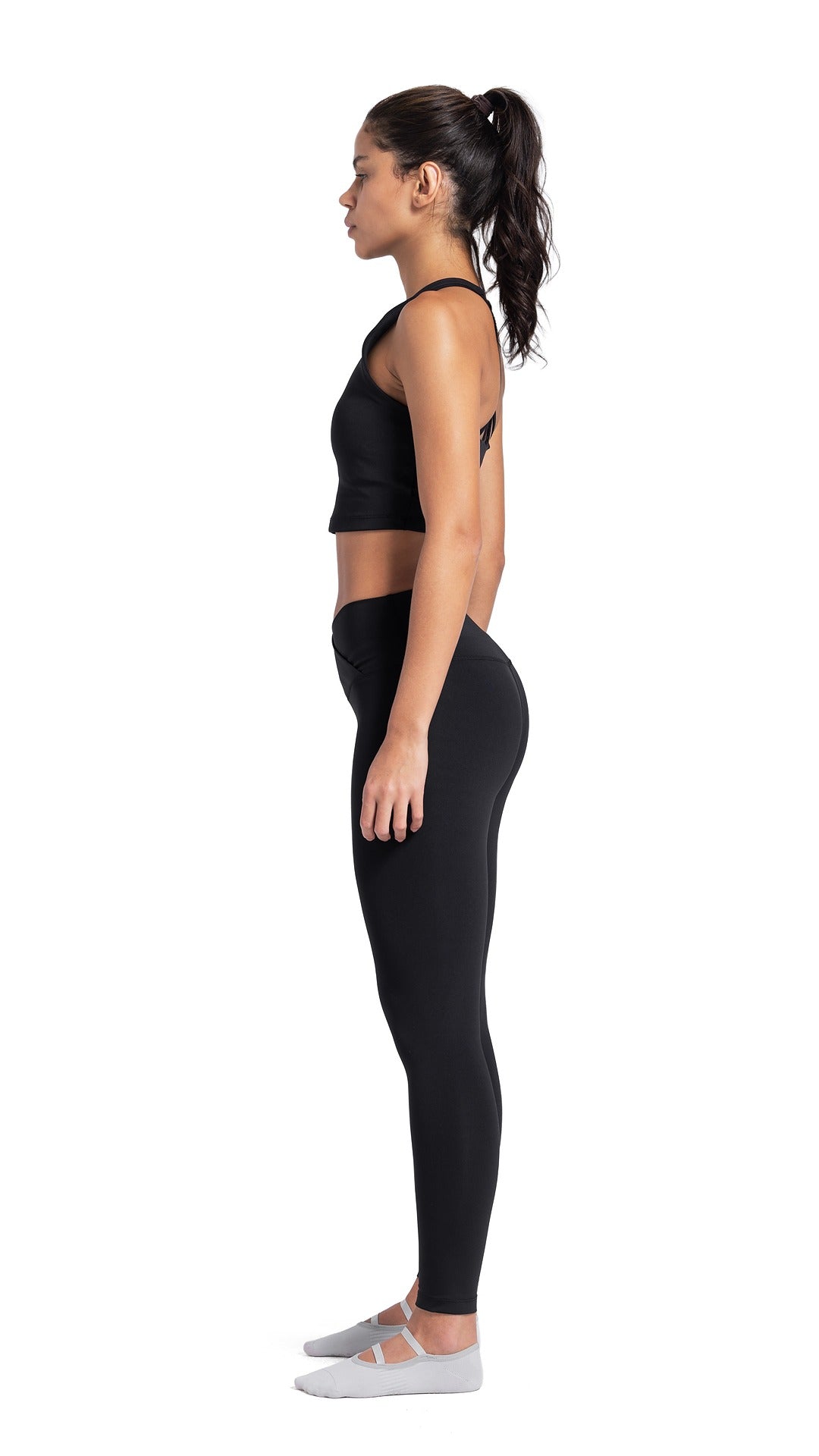 Black cross line legging