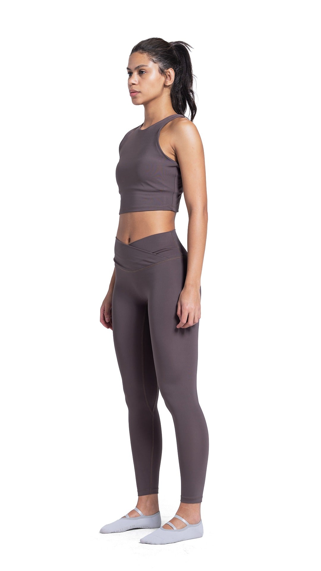 Brown cross back top