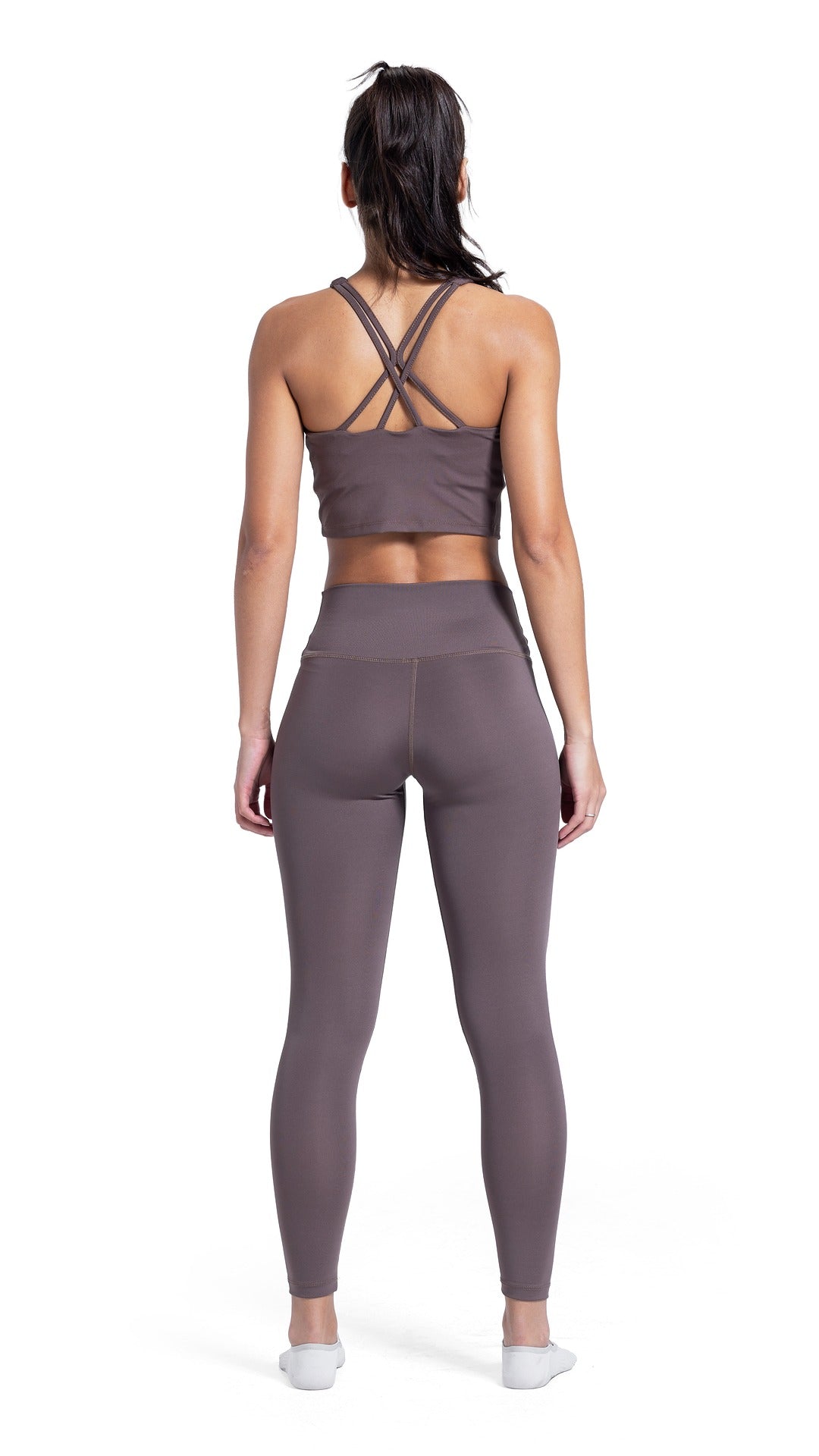 Brown cross line legging