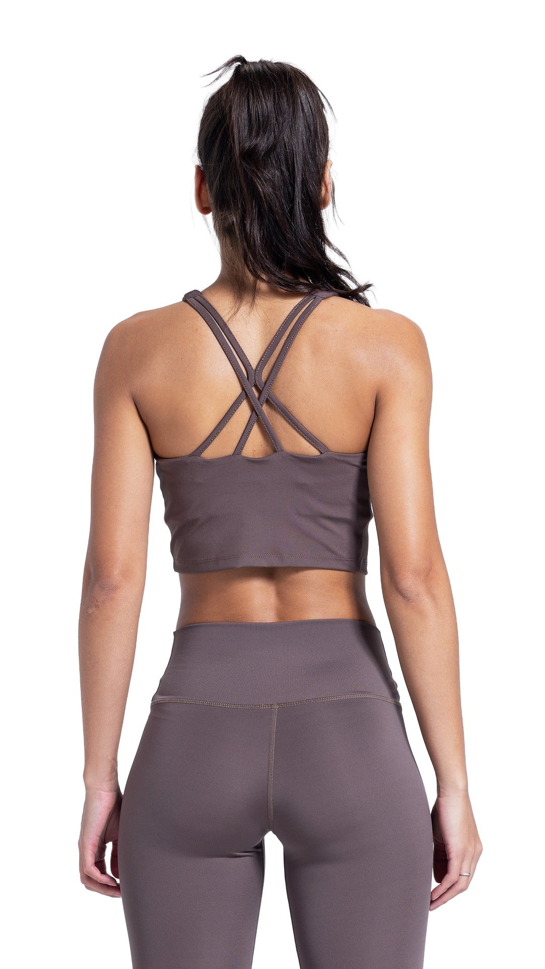 Brown cross back top