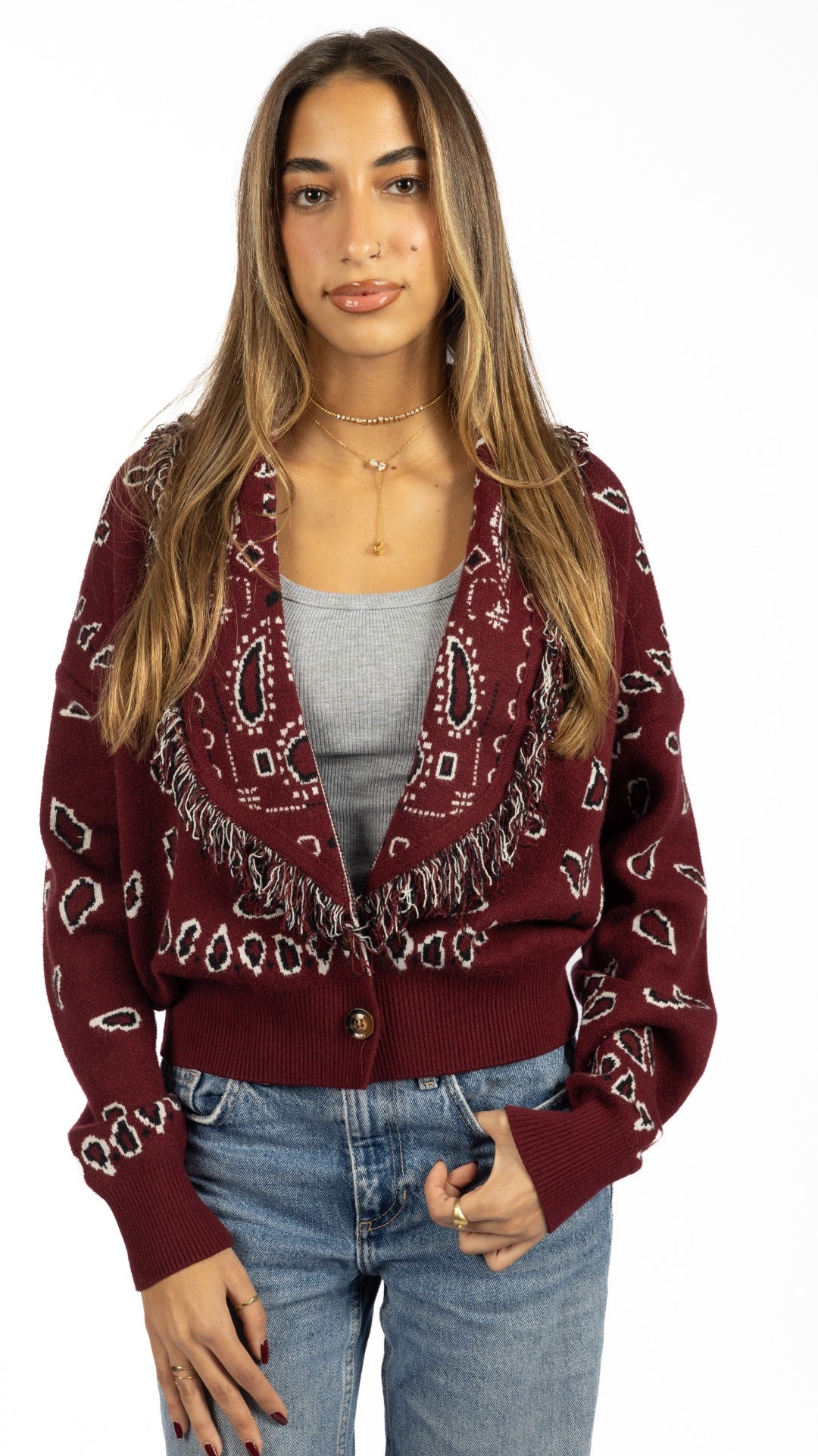 The Paisley Knit In Burgundy
