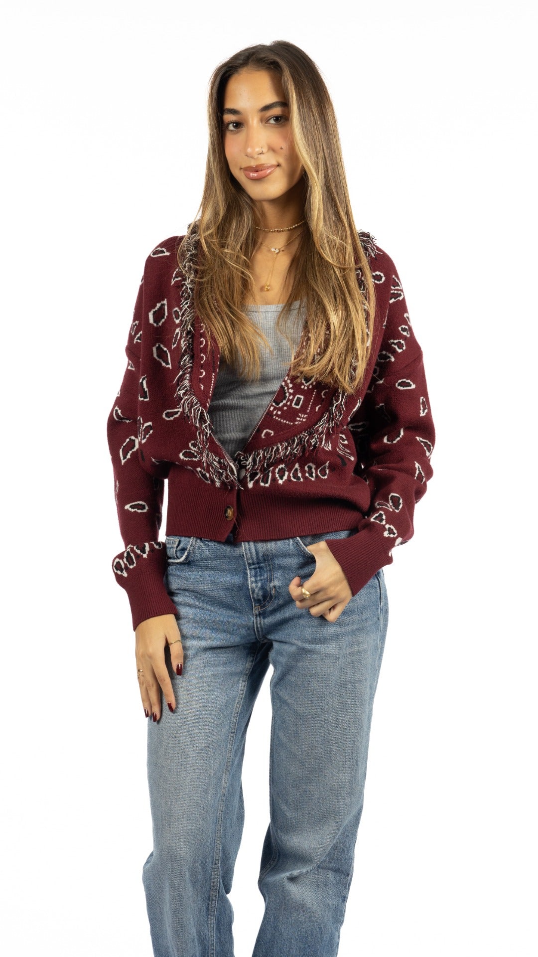 The Paisley Knit In Burgundy