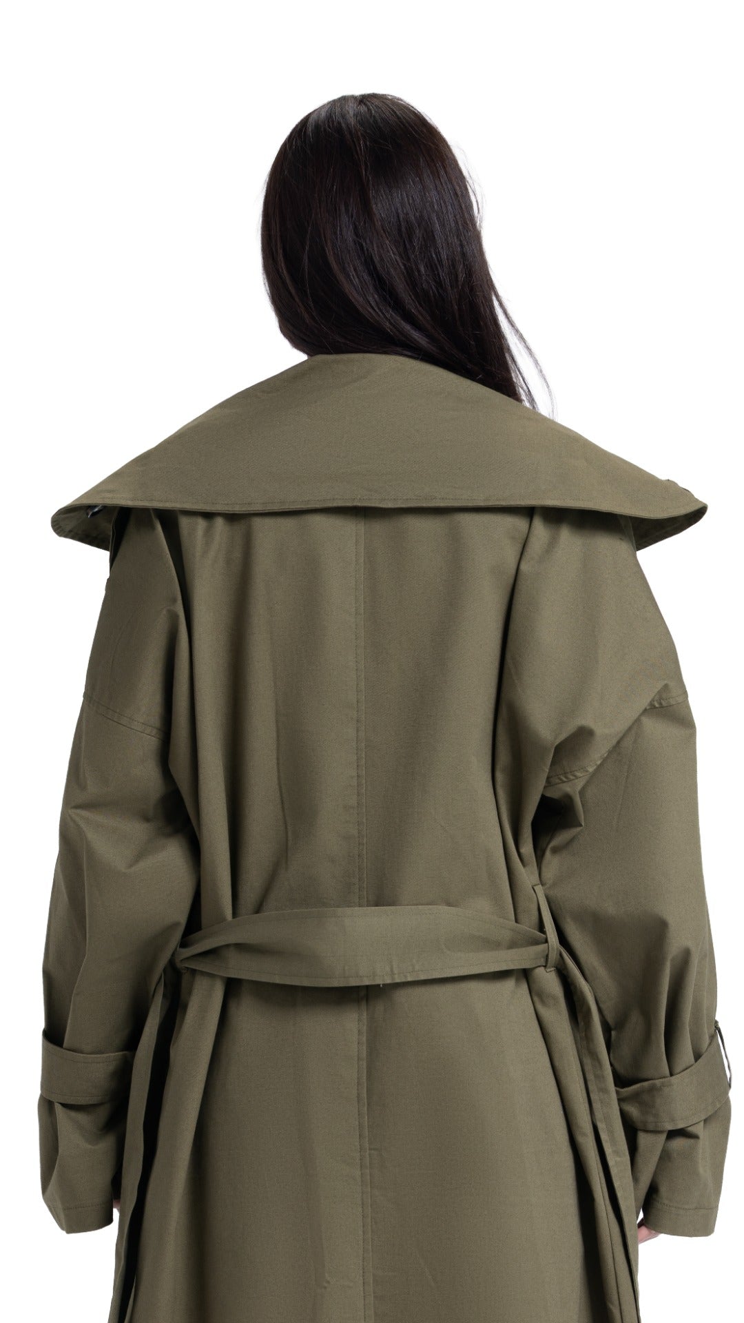 High-Collar Coat in Olive