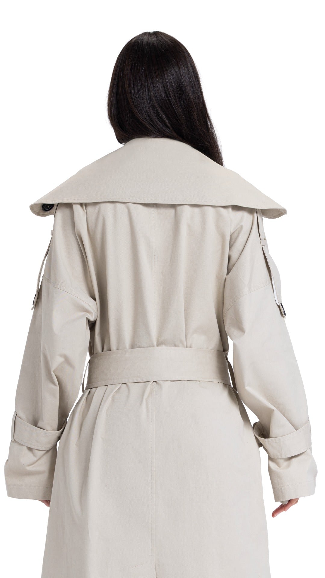 High-Collar Coat in Beige