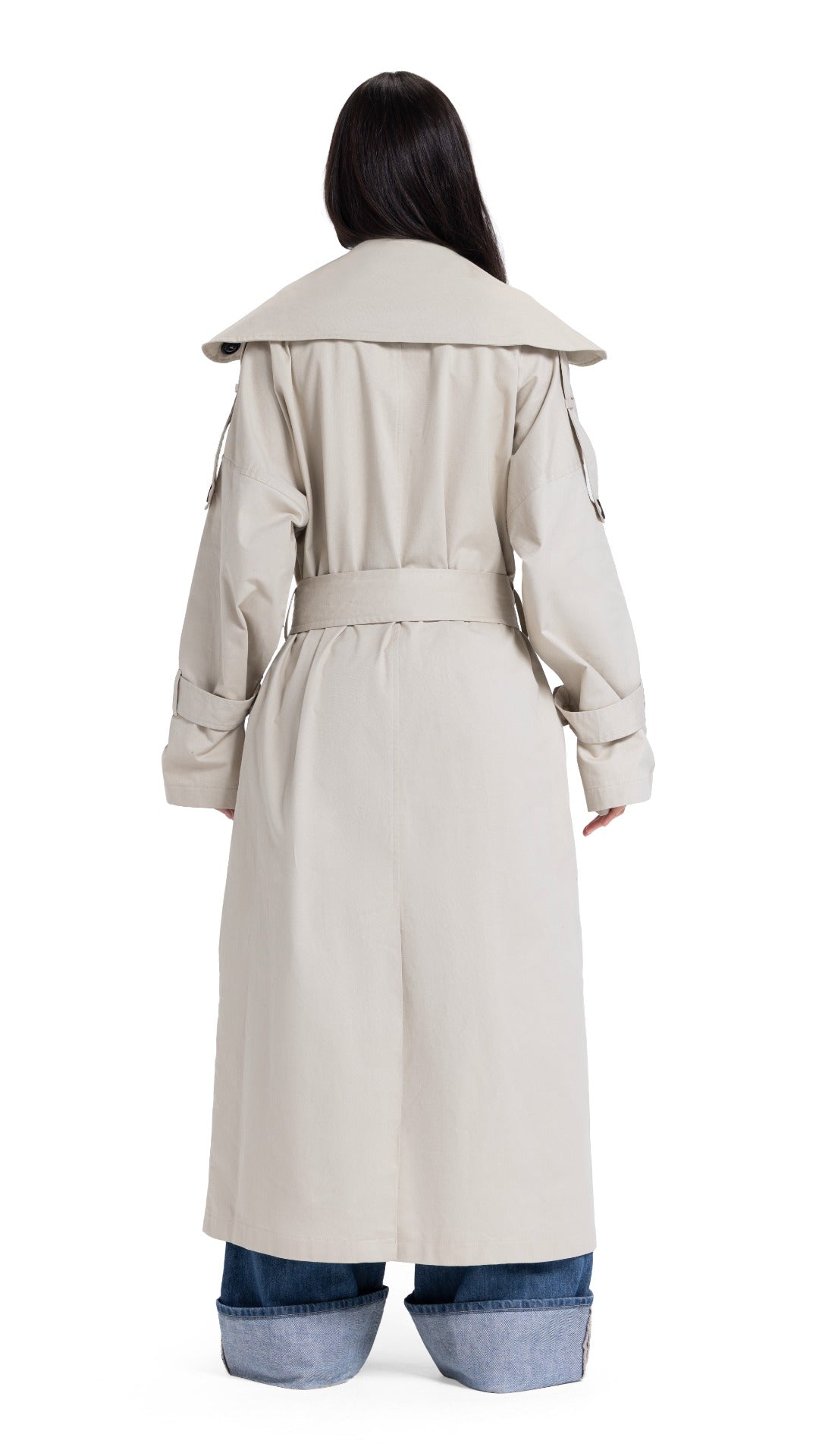 High-Collar Coat in Beige