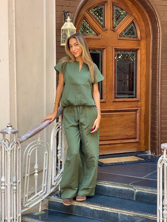 olive  linen set