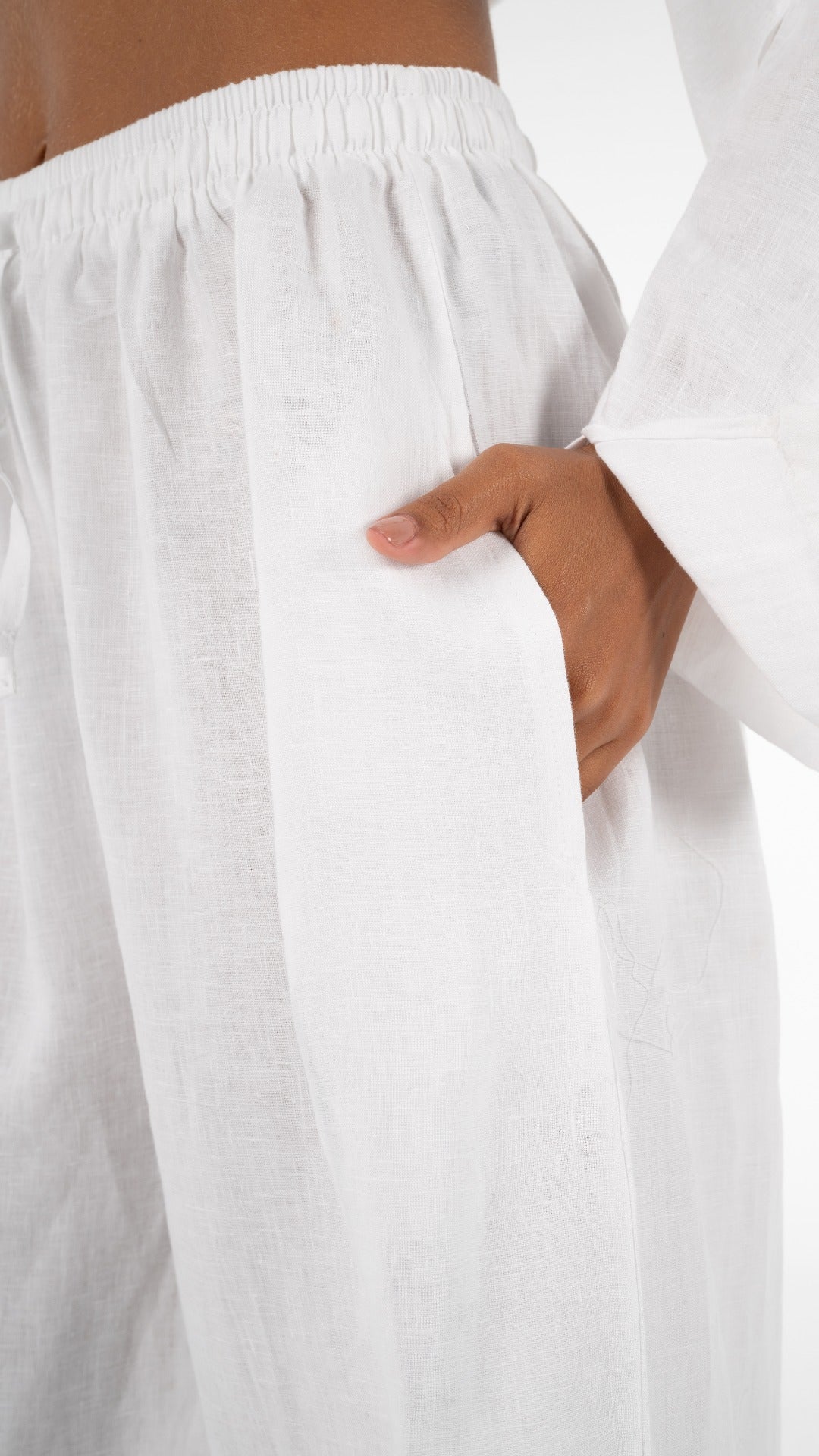 White linen pants