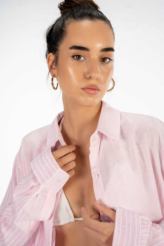 Pink Striped Linen Set